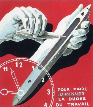  Katzen Kunst - Projekt des Plakats das Zentrum der Textilarbeiter in Belgien um die Arbeitszeit zu reduzieren 1938 René Magritte